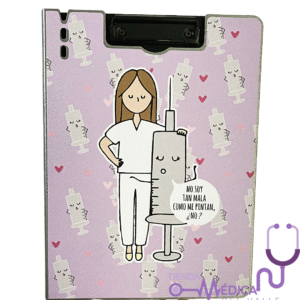 Tabla de apoyo o planillero enfermera fondo lila