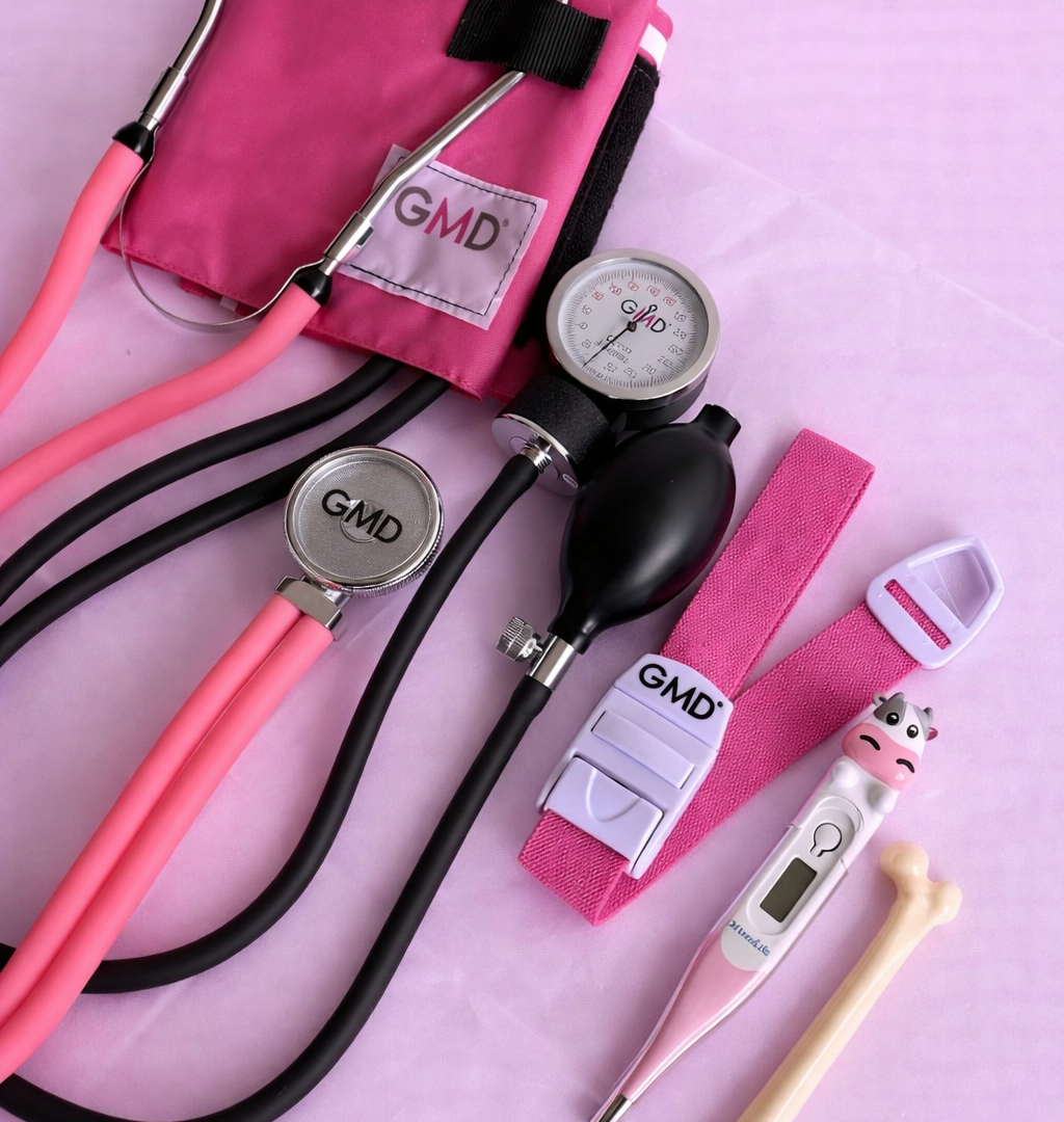 Kit inicio de prácticas Enfermería V2.0 Fonendoscopio, Tensiómetro, Torniquete, Termómetro y obsequio