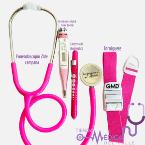 Kit Veterinaria Ref 032 (Fonendoscopio, Termómetro, linterna y torniquete)