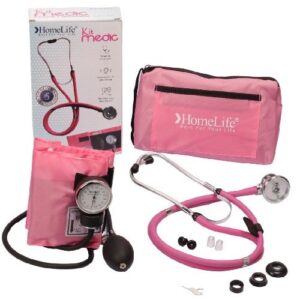 Kit de Fonendoscopio doble manguera y tensiómetro HOMELIFE Rosado