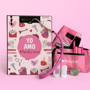 kit fonendoscopio, tensiómetro, oximetro, tabla de apoyo, lapiceros y resaltadores