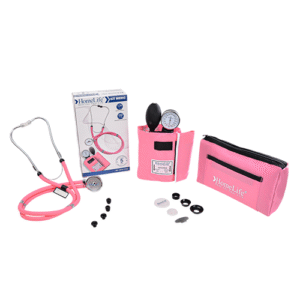 Kit de Fonendoscopio doble manguera y tensiómetro HOMELIFE Rosado