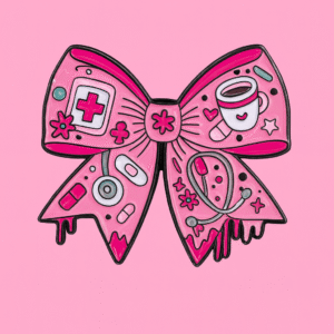 broche pink moño y estetoscopio