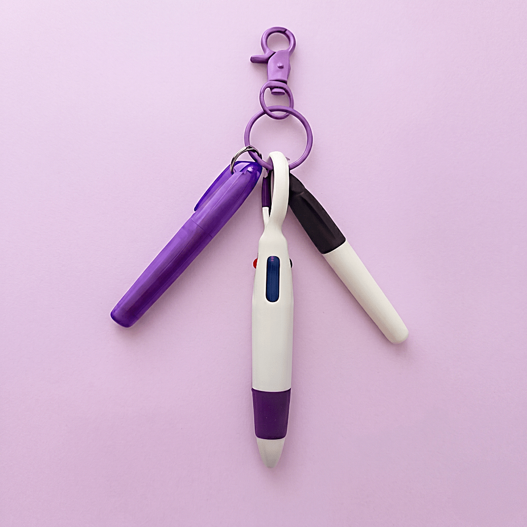 Kit Lapicero 4 minas, Resaltador y Mini Sharpie Morado