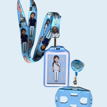 Kit Landyard + Yoyo + Escarapela Enfermera azul