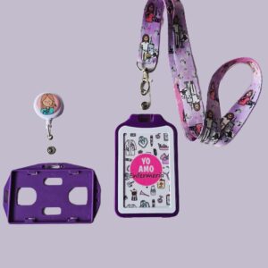 Kit Landyard + Yoyo + Escarapela Enfermera morado