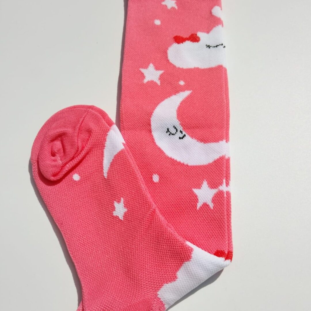 Medias de Compresión Luna y Estrellitas Rosada