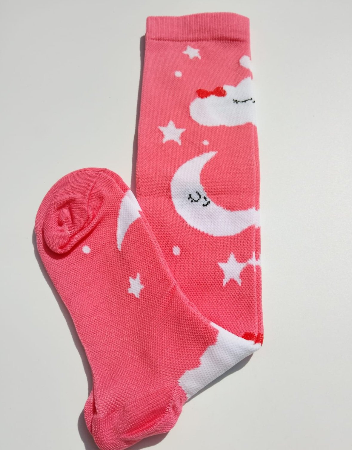 Medias de Compresión Luna y Estrellitas Rosada