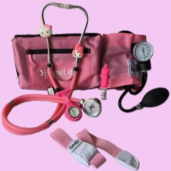 Kit Fonendoscopio, Tensiómetro, Torniquete, Rompeampollas, Reloj y Pines para Fonendo