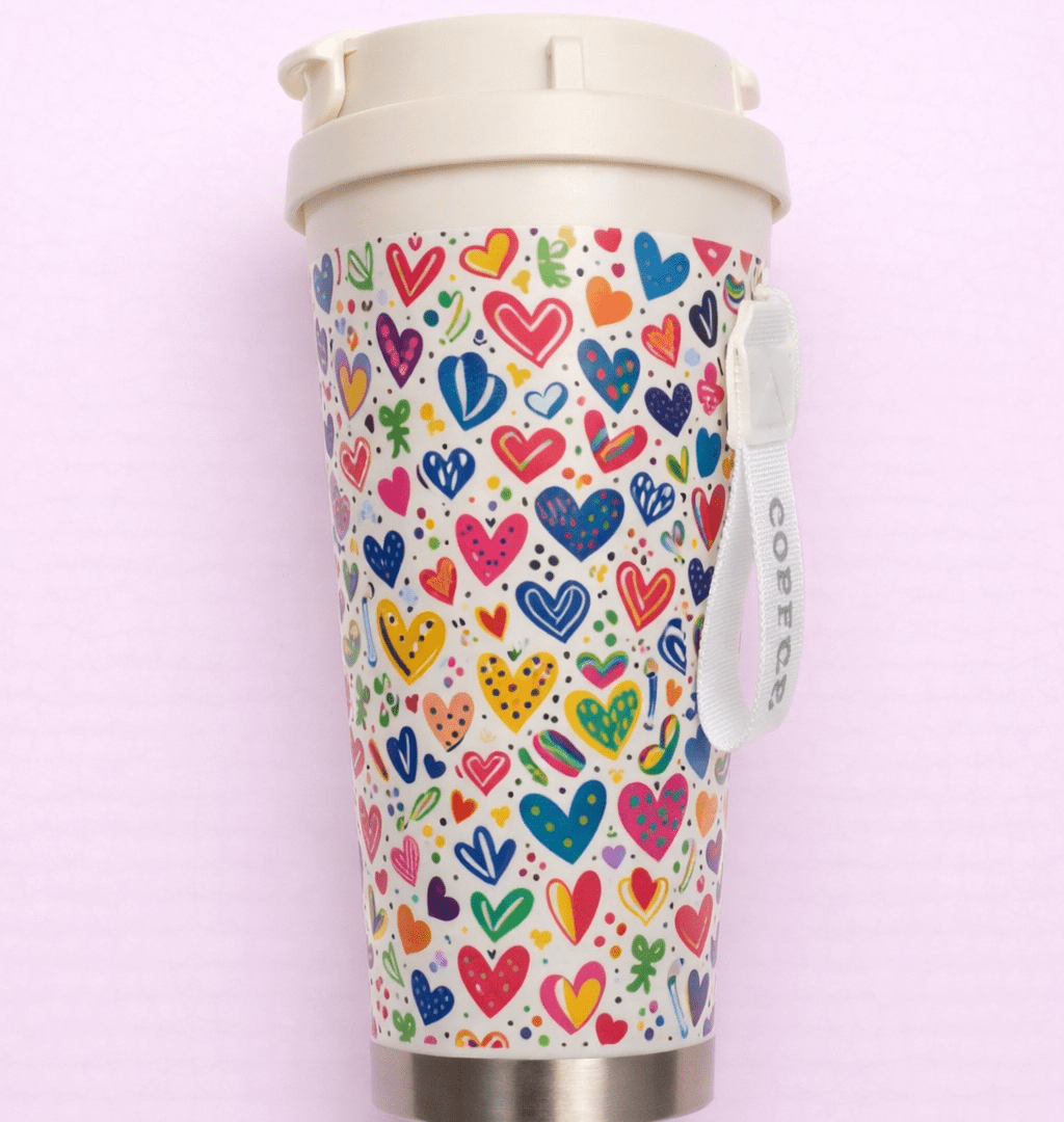 Termo Térmico Corazones – Acero inoxidable conserva frío y calor