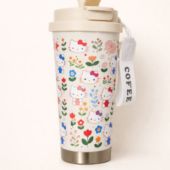 Termo Térmico Hello Kitty y flores  – Acero inoxidable conserva frío y calor