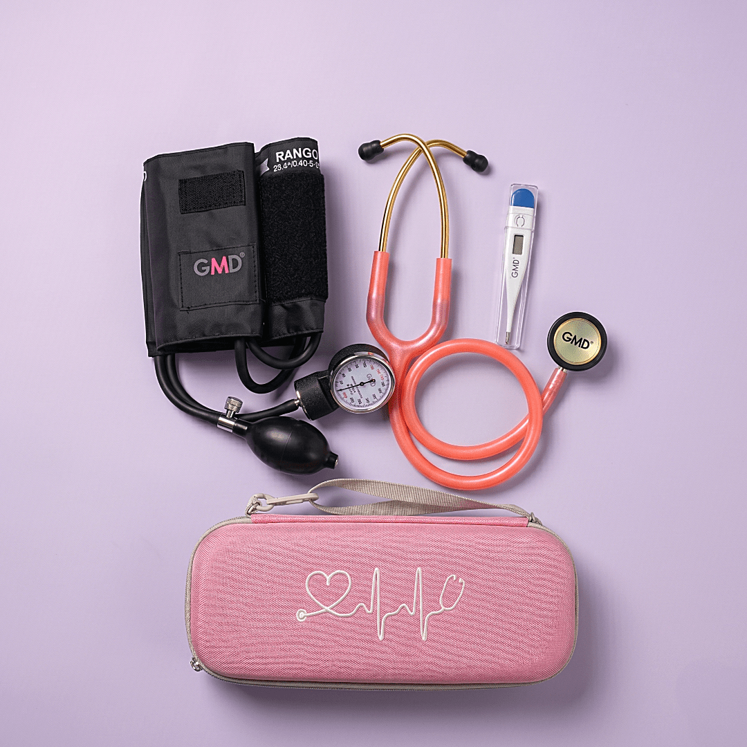 Kit Médico Premium con Fonendoscopio OIS 300, Tensiómetro Manual GMD, Termómetro Digital y Estuche Rígido