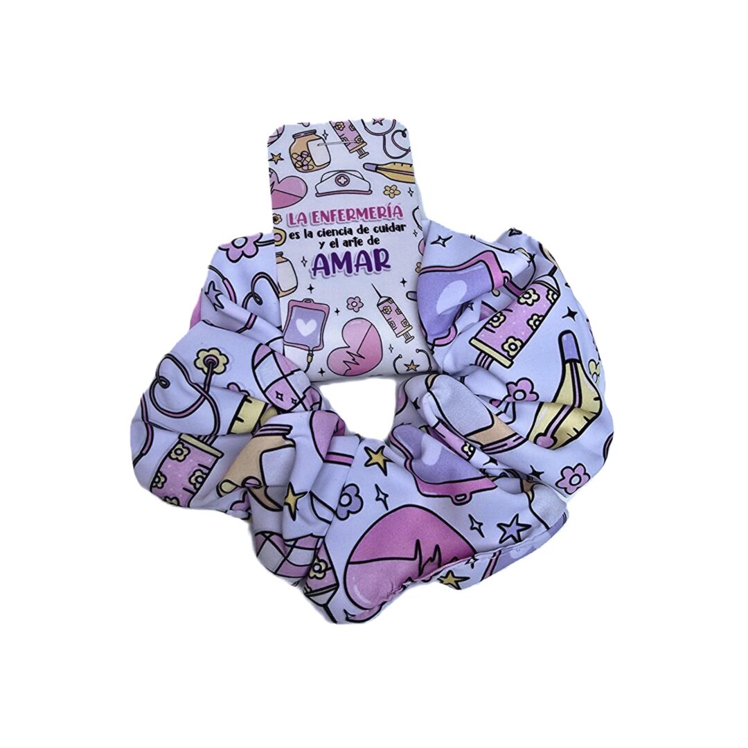 Moña Enfermería Rosada | Scrunchie Médico para Cabello Profesional Salud