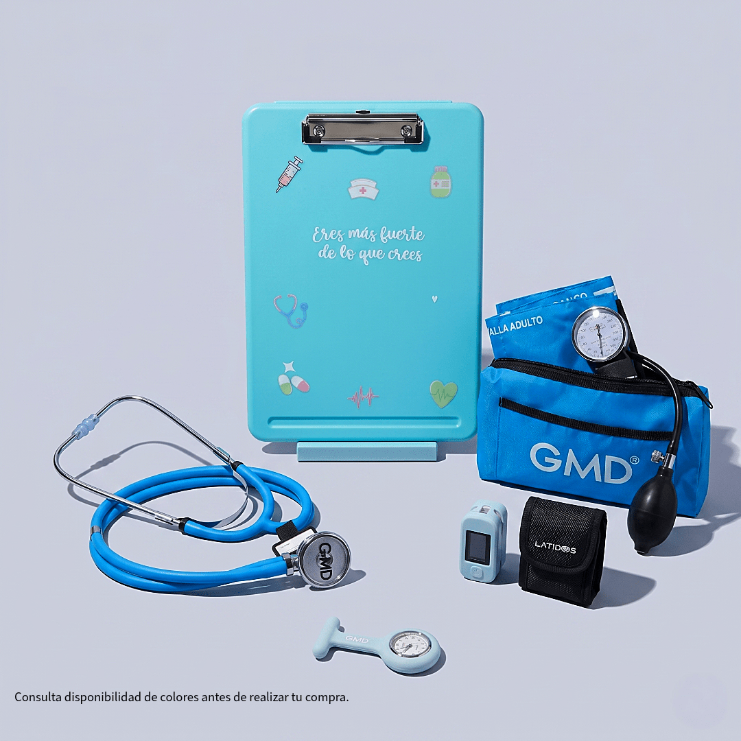 Kit de Enfermería Completo con Tabla Porta Documentos y Reloj de Enfermería | GMD + Oxímetro Profesional
