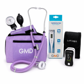 Kit Estudiantil de Signos Vitales GMD: Tensiómetro, Fonendoscopio Rappaport, Oxímetro y Termómetro